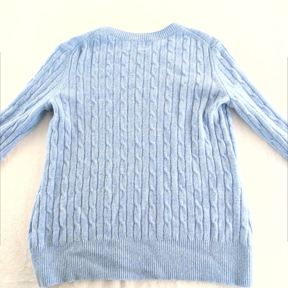 Vinyard Vines 100% Cashmere Cable Knit Pullover Sweater Women's Large Jake Blue - Picture 8 of 9